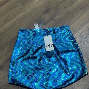 Zara Vibrant Blue Sequin Mini Skirt